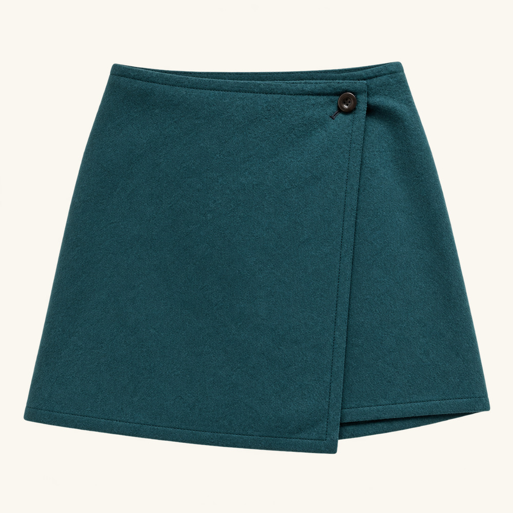 LOFT Petites Teal Wool Blend Asymmetrical Wrap Mini Skirt Size 6P